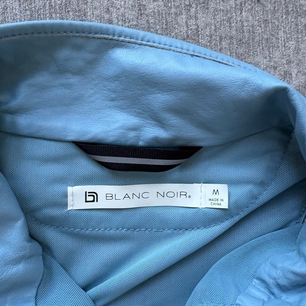 Blanc Noir Blue Leather Moto Mesh Jacket - Picture 6 of 12